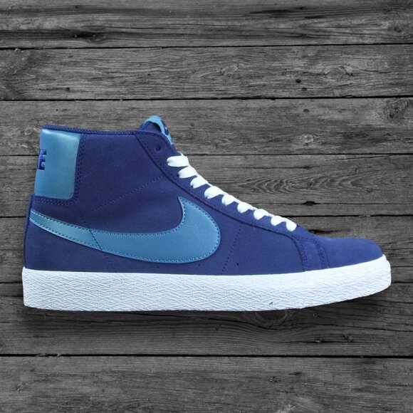 Nike SB Zoom Blazer Mid Shoes - Midnight Navy/Noise Aqua (BRAND NEW) - Picture 2 of 3